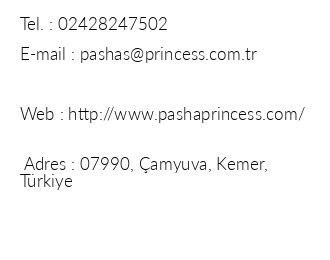 Pasha'S Princess Hotel iletiim bilgileri